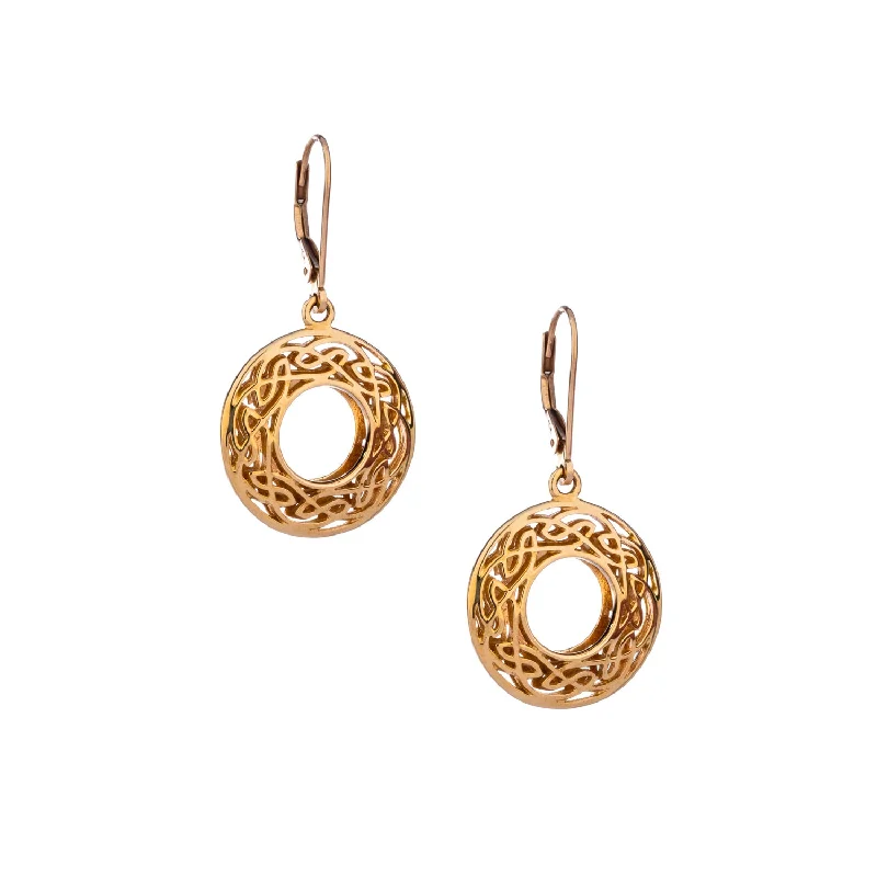 initial earrings for women -10k Gold Window to the Soul Round Earrings