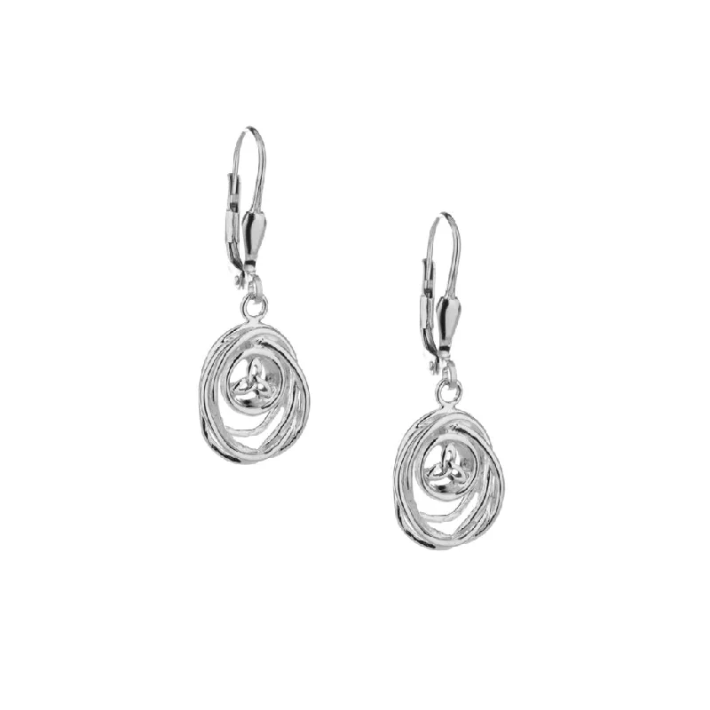 cute earrings for teenagers -Silver Celtic Cradle of Life Drop Earrings