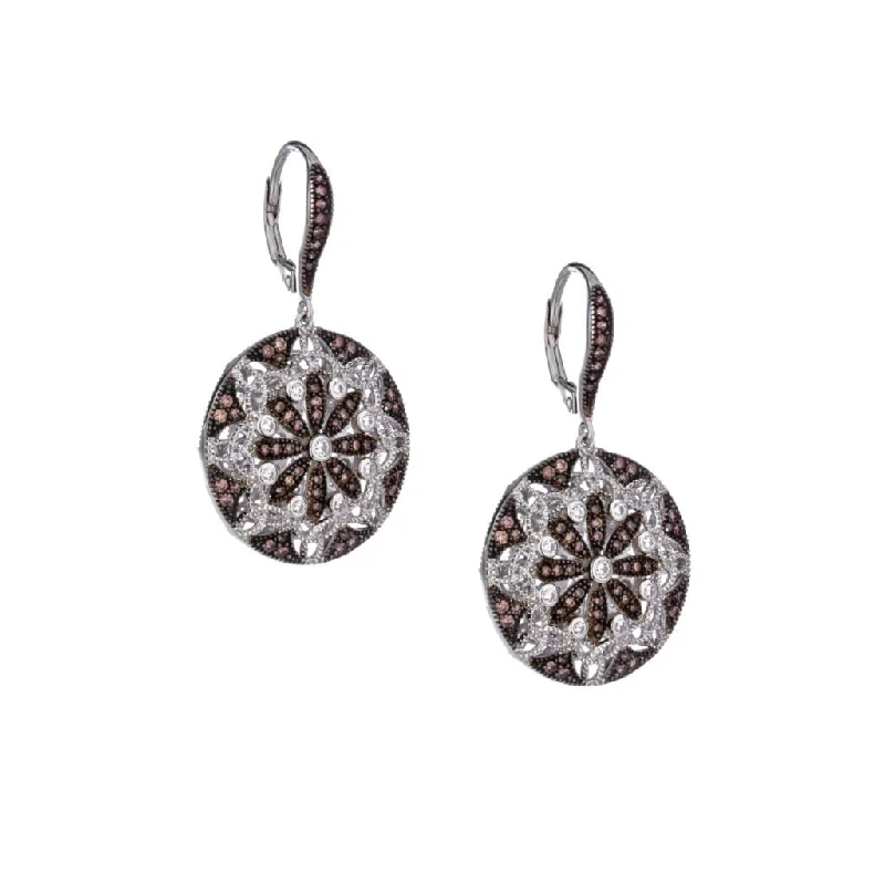 gemstone earrings for special occasions -Silver Night & Day Round Starburst Earrings