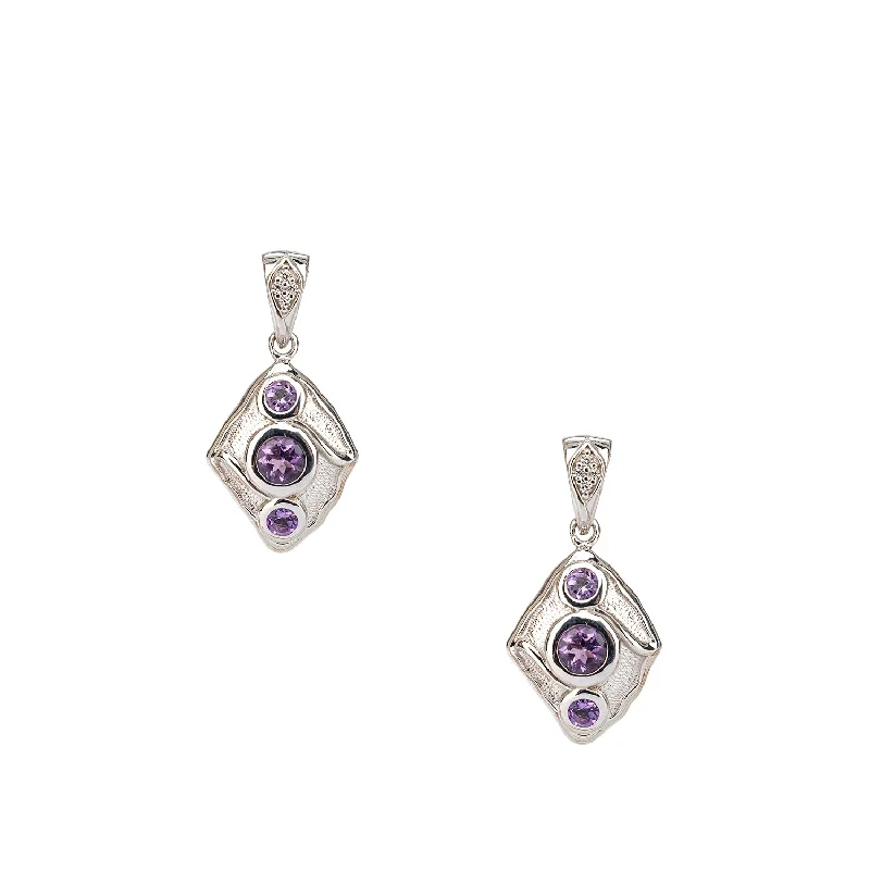 dangle earrings for weddings -Silver Rocks 'n Rivers Post Earrings - Amethyst