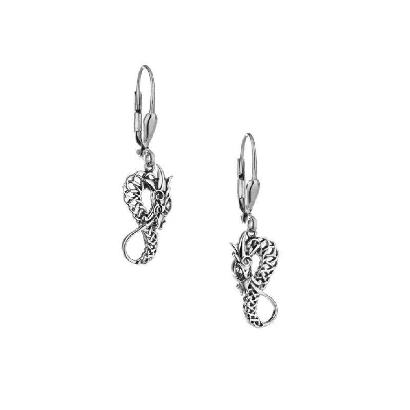 creative earrings for fashion lovers -Silver or Silver and Bronze Dragon Earrings