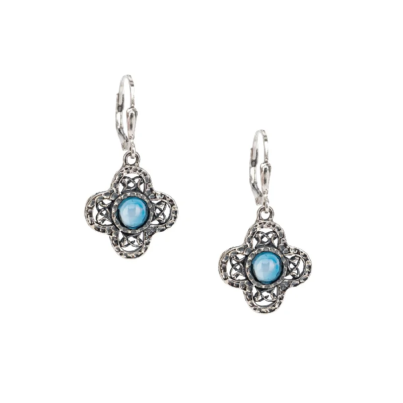 black diamond earrings for luxury lovers -Silver Whirlpool Leverback Earring - London Blue Topaz