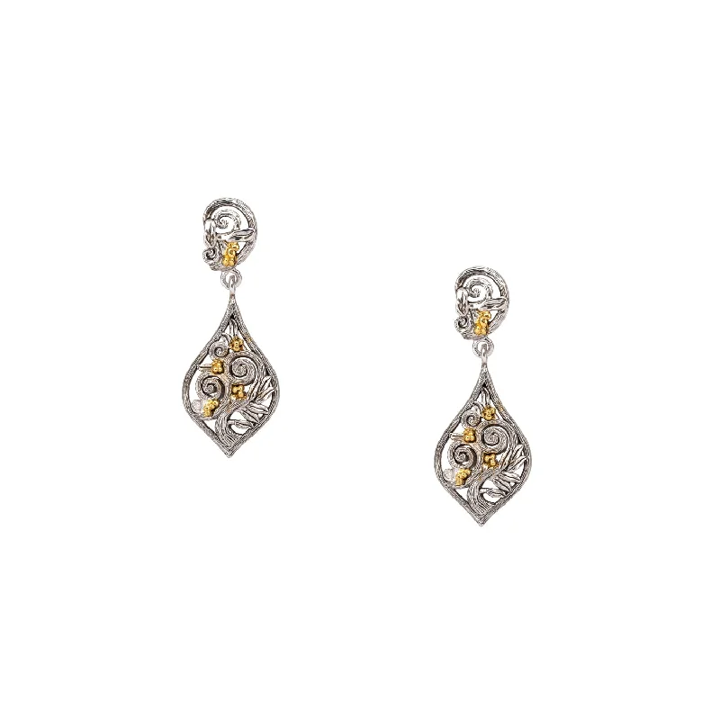 diamond stud earrings for women -Silver and 10k Gold Tree of Life Post Earrings