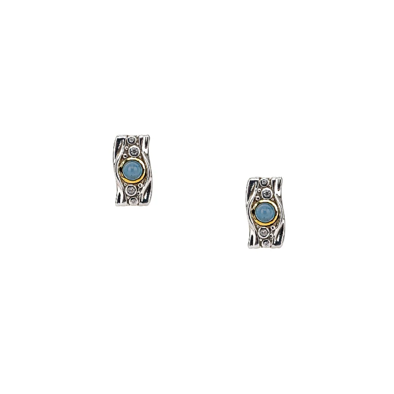 personalized name earrings for women -Silver And 10k Gold Rocks 'n Rivers Stud Earrings - London Blue Topaz