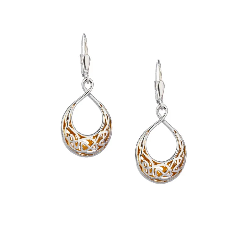 pink gold earrings for bridesmaids -Silver with 22k Gold Gilding Window to the Soul Teardrop Earrings