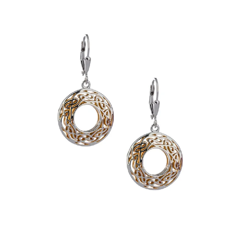 textured earrings for fashion lovers -Silver with 22k Gold Gilding Window to the Soul Round Earrings