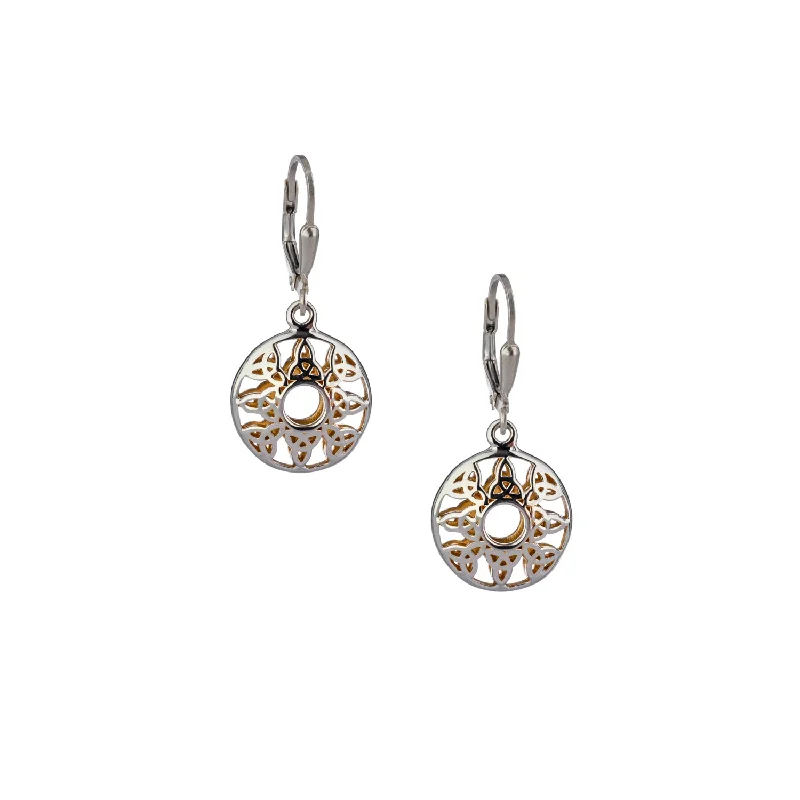 layered earrings for women -Silver with 22k Gold Gilding Window to the Soul Trinity Leverback Earrings