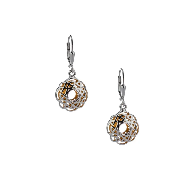 small stud earrings for girls -Silver with 22k Gold Gilding Window to the Soul Scalloped Earrings