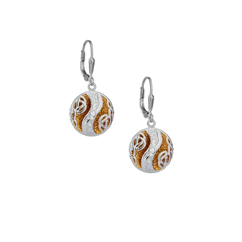 large hoop earrings for women -Silver with 22k Gold Gilding Faerie Pool Earrings