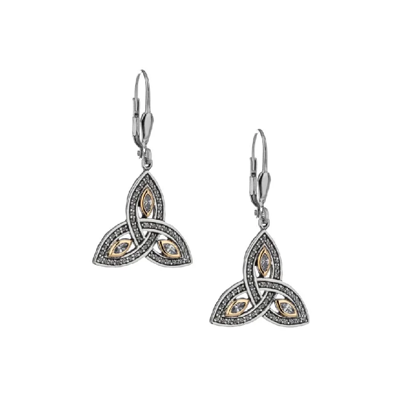 enamel earrings for kids -Silver and 10k Gold Trinity Earrings