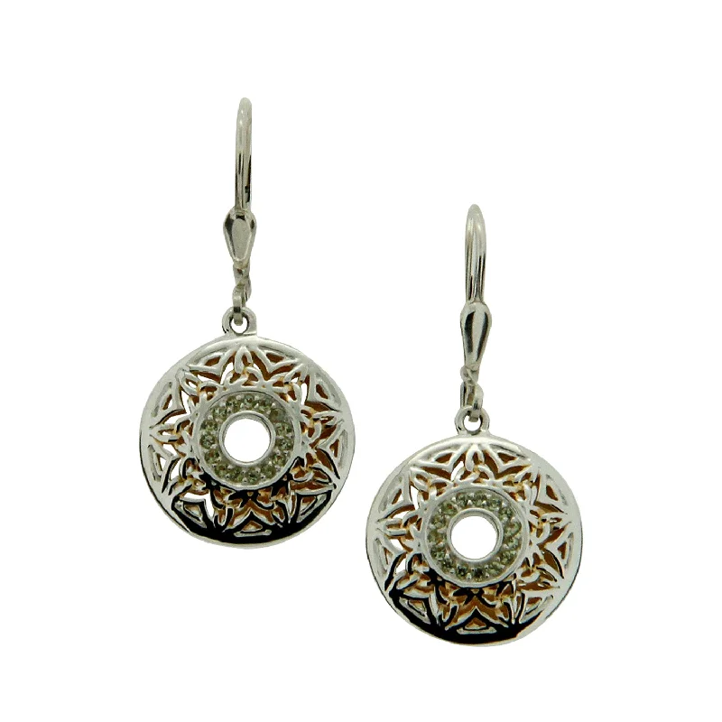 drop earrings for evening wear -Silver with 22k Gold Gilding Window to the Soul Round Earrings- Topaz/Peridot