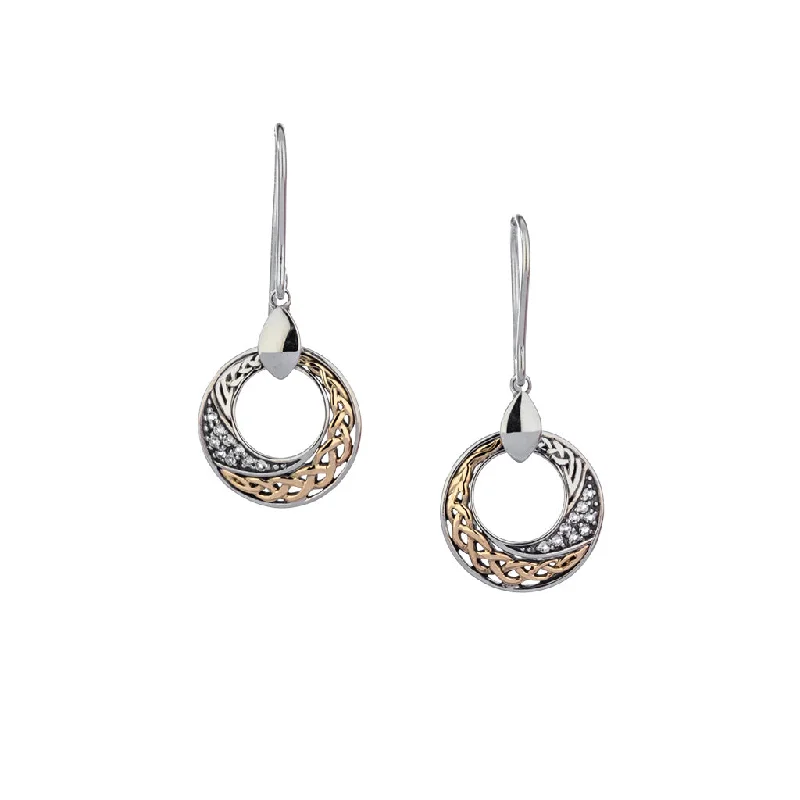 chunky earrings for women -Silver and 10k Gold Comet Earrings - White Topaz