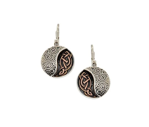 tassel earrings for summer -Silver and 10k Rose Gold Celtic Spiral Leverback Earrings