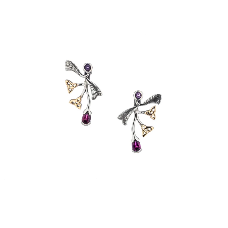 silver earrings for sensitive ears -Silver and 10k Gold Rhapsody Post Earrings - Amethyst/Rhodolite or Topaz/Rhodolite