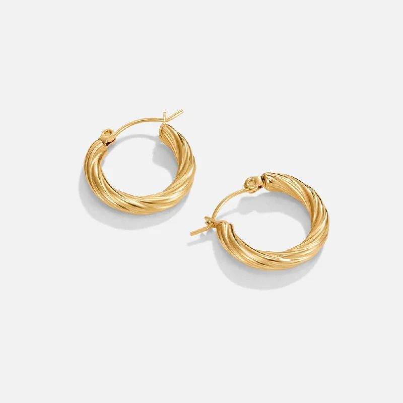 luxury pearl earrings for brides -Raya Twisted Hoop Earrings