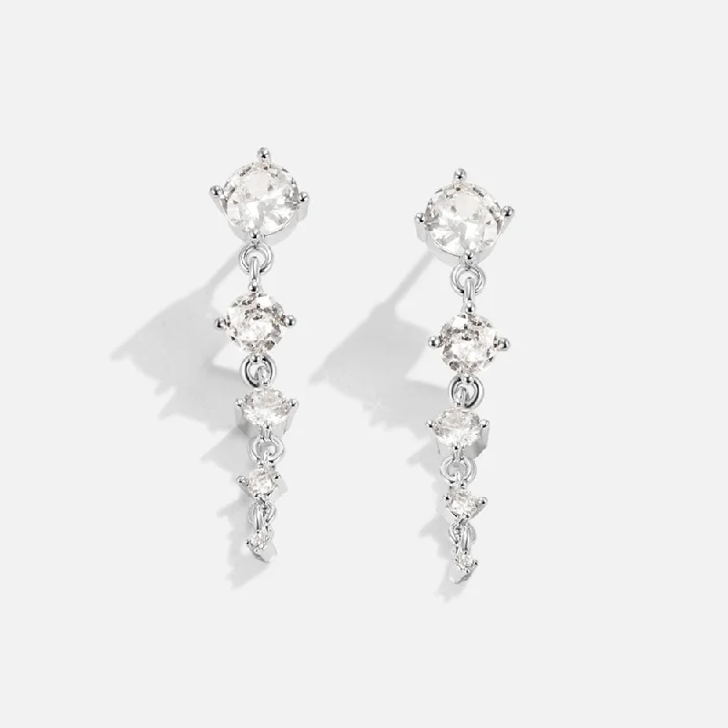 tassel earrings for summer -Selena Silver Crystal  Drop Earrings