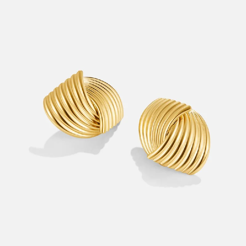 oval earrings for women -Vanna Luxury Gold Earrings