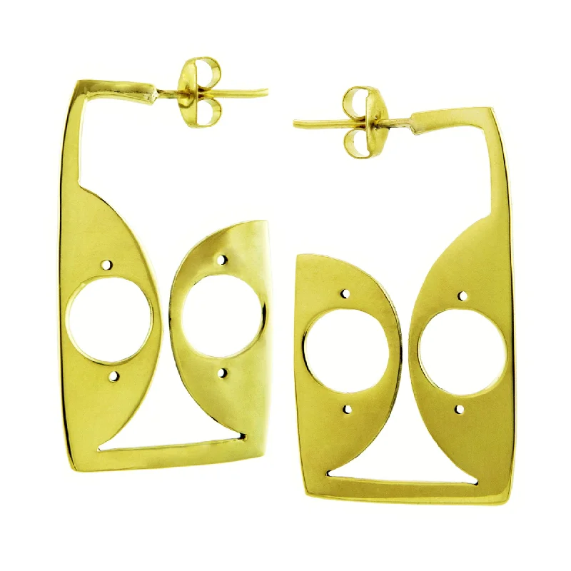 sterling silver earrings for men -Brass Arched Angular Earrings