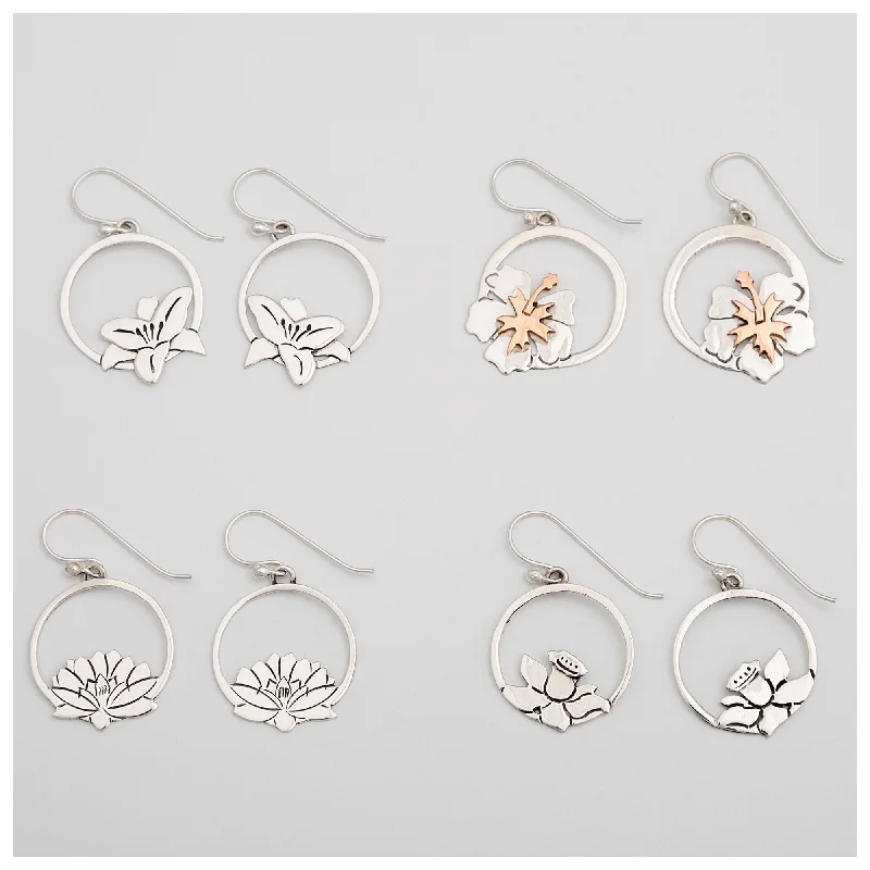 rhinestone earrings for parties -Blooming Flowers Sterling Earrings