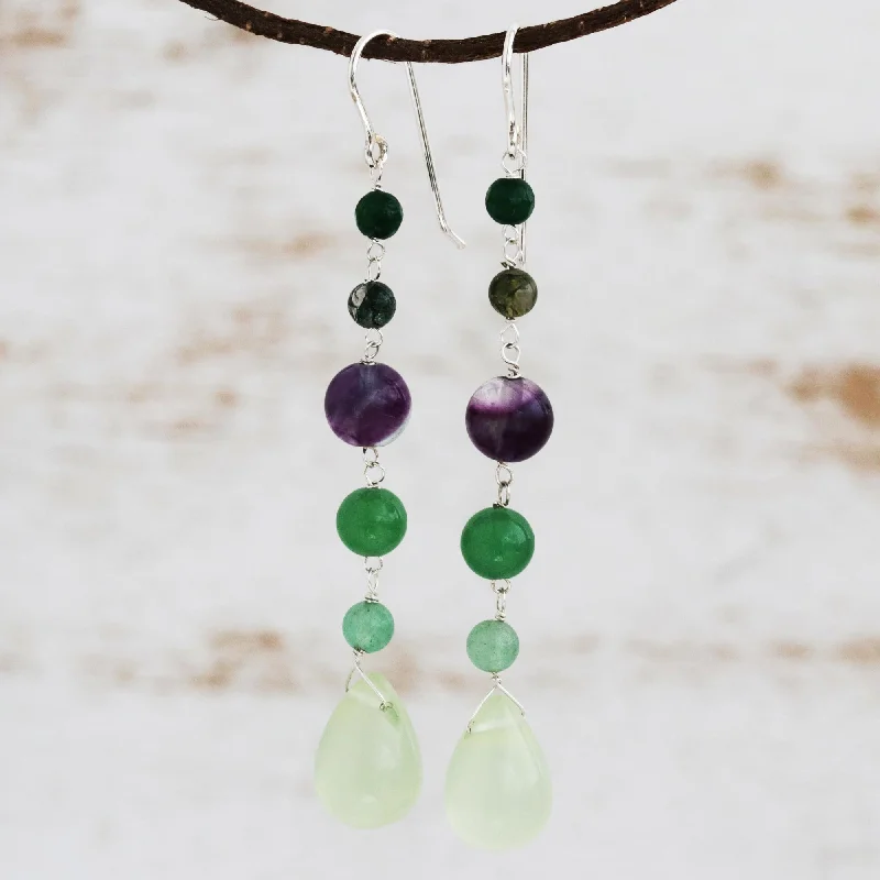 large statement earrings for parties -Balance and Clarity Sterling Silver and Multi-Gemstone Earrings