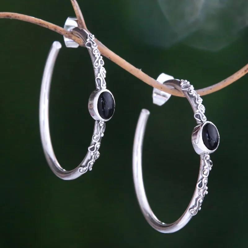 sapphire earrings for formal occasions -Bali Memories Onyx Half-Hoop Earrings from Bali