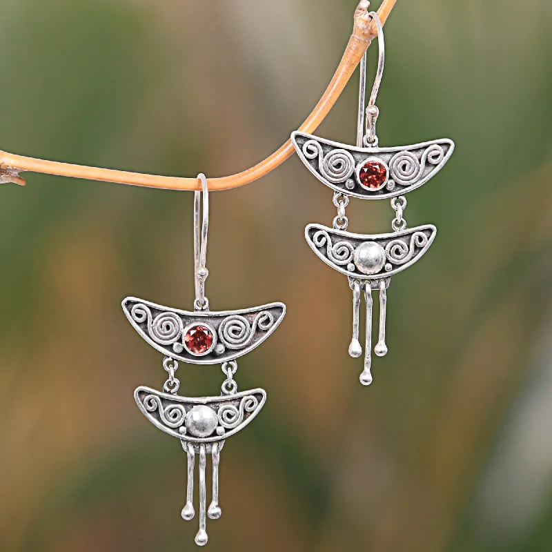 long chandelier earrings for evening wear -Balinese Pagoda Sterling Silver Earrings