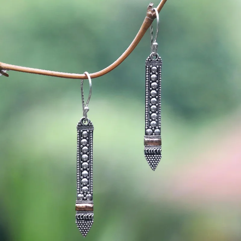 crystal earrings for special occasions -Balinese Scepter 18k Gold Accent Silver Dangle Earrings