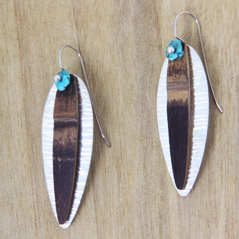 small stud earrings for girls -Bamboo Island Drop Earrings Crafted from Silver Turquoise and Bamboo