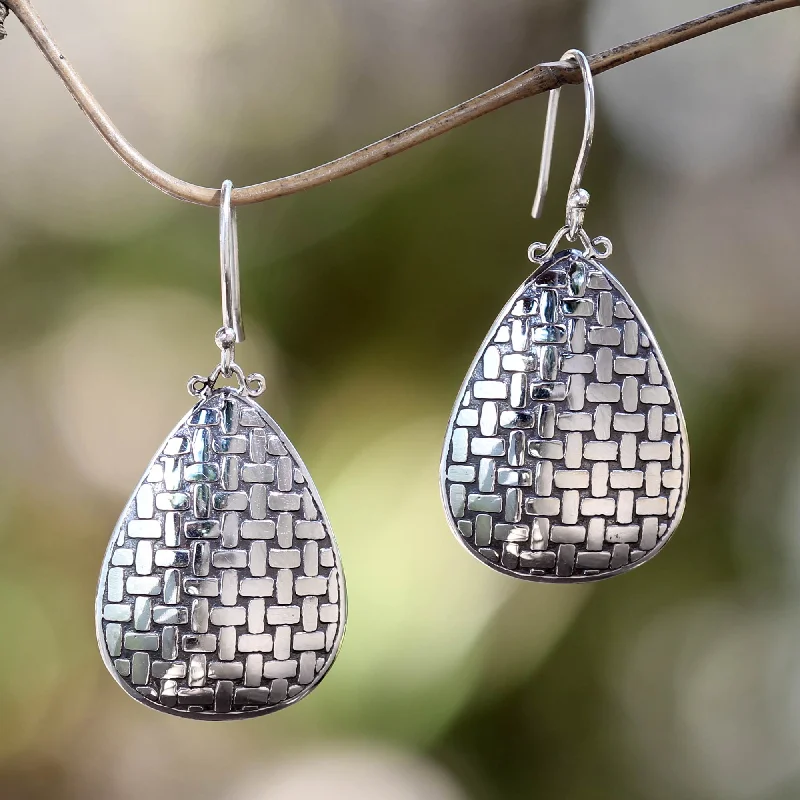 fashion statement earrings for women -Bamboo Tear Fair Trade Silver Dangle Earrings