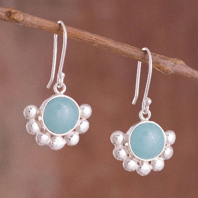 hoop earrings for everyday wear -Bauble Delight Round Opal Dangle Earrings Crafted in Peru