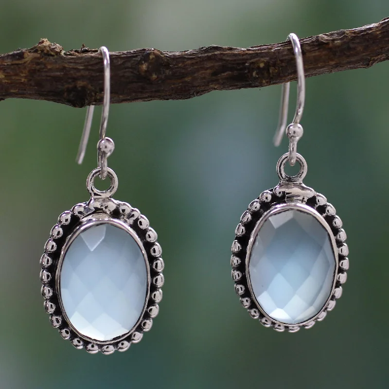 statement earrings for casual wear -Be Mesmerized Blue Chalcedony Earrings from Sterling Silver Jewelry