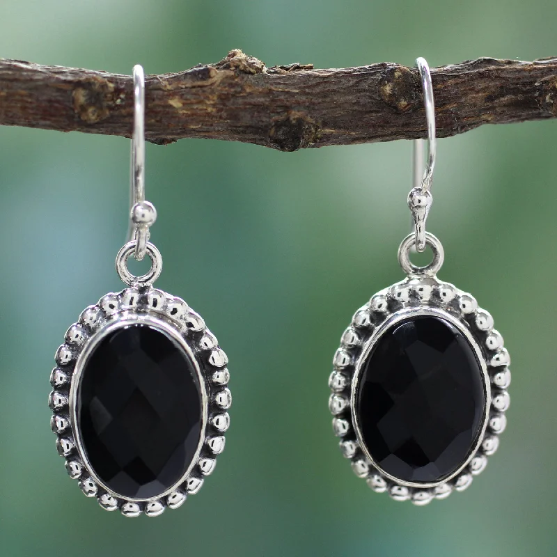 unique earrings for fashionistas -Be Mesmerized Sterling Silver and Onyx Dangle Earrings