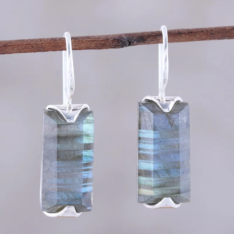 vintage stud earrings for women -Beautiful Aurora 12-Carat Labradorite Drop Earrings from India