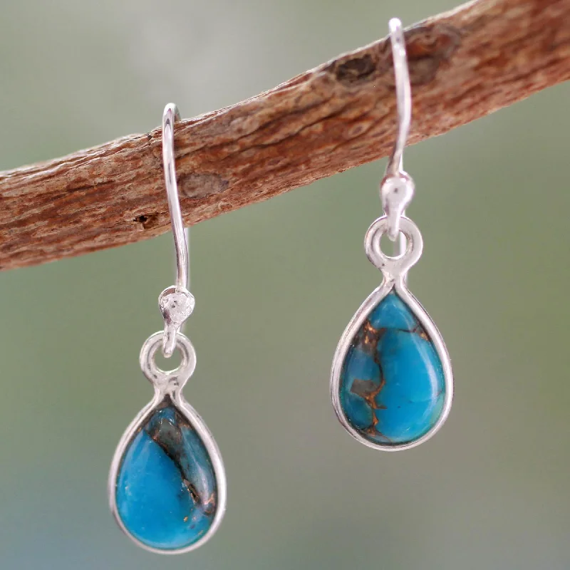 creative earrings for fashion lovers -Beautiful Blue Goddess Turquoise Silver Dangle Earrings