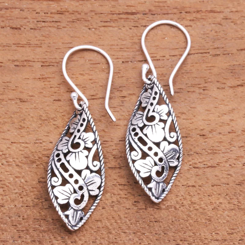 sparkly earrings for evening events -Beautiful Twist Openwork Sterling Silver Dangle Earrings from Bali