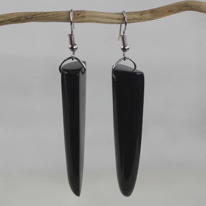 colorful earrings for women -Black Enyefewu African Horn Dangle Earrings