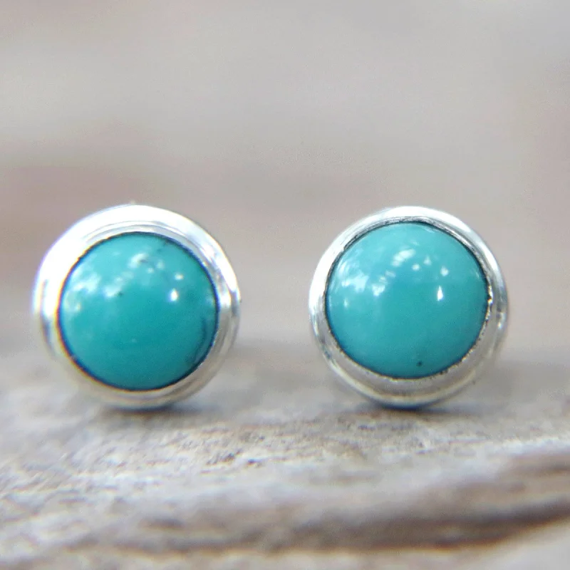 minimalist earrings for everyday wear -Blue Moon Turquoise Stud Earrings