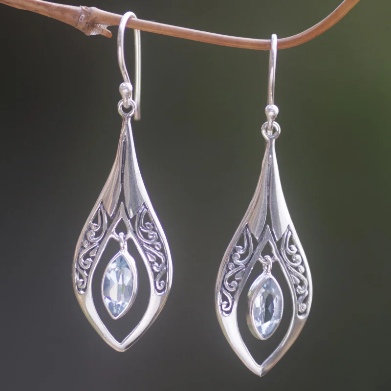 colorful earrings for women -Blue Teardrops Sterling Silver Earrings