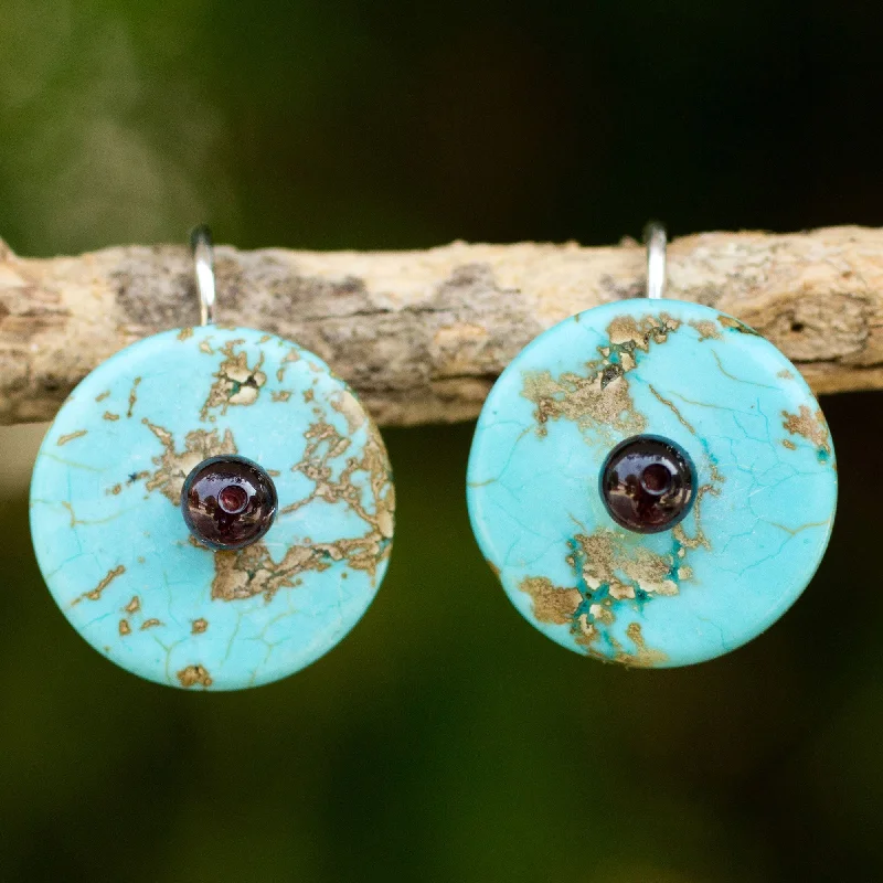 oval earrings for women -Bohemian Moons Blue Calcite Garnet Earrings