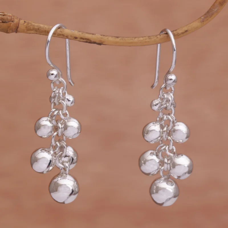 silver earrings for sensitive ears -Bola Beauty Sterling Silver Orb Dangle Earrings from Bali