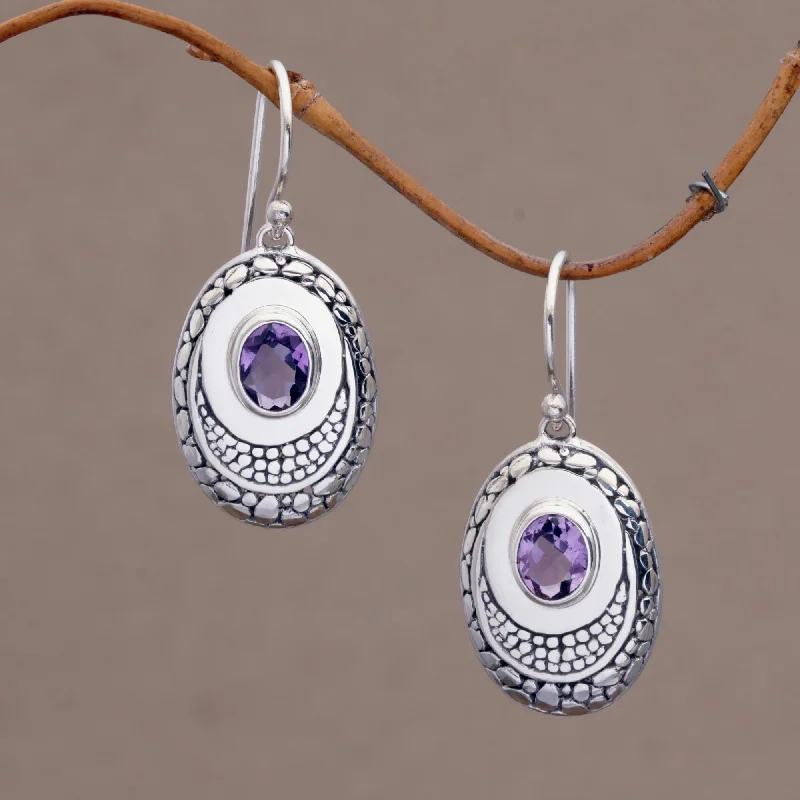 initial earrings for women -Brilliance Hand Crafted Amethyst and Sterling Silver Dangle Earrings