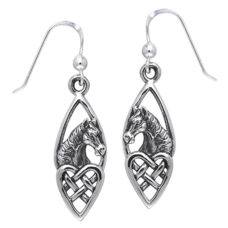 holiday earrings for festive seasons -Celtic Knot Heart and Horse Head Sterling Silver Earrings