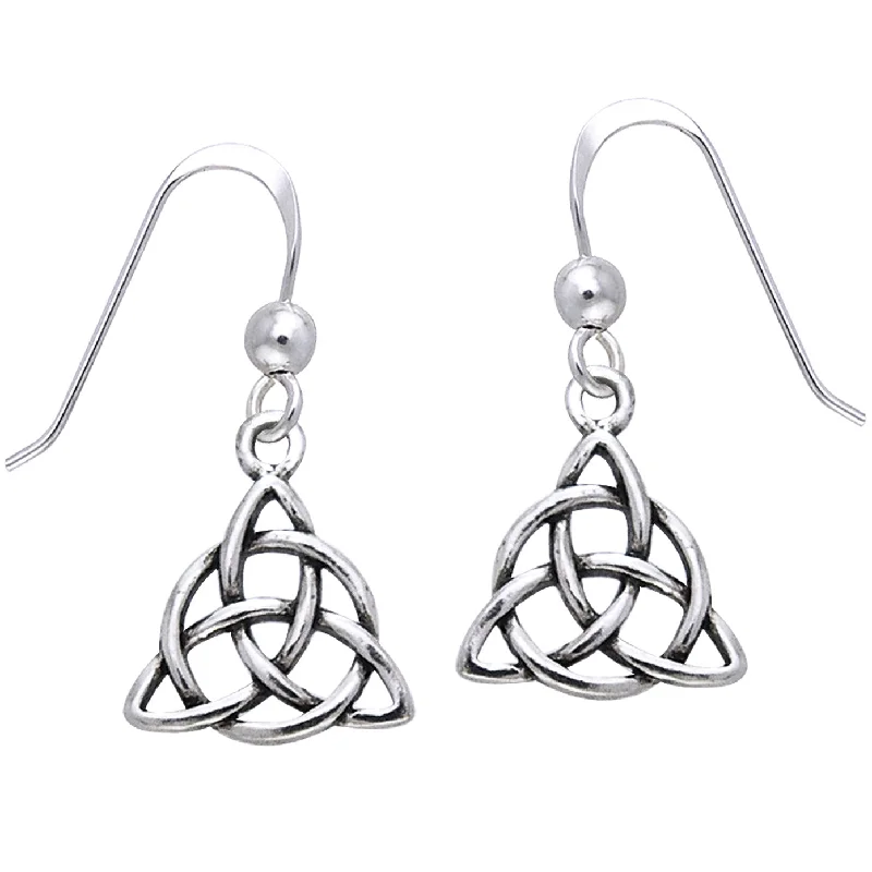 simple stud earrings for girls -Celtic Triquetra Knot Triangle Sterling Silver Earrings