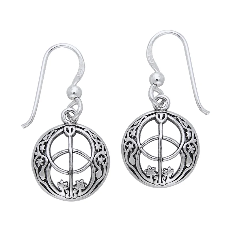 stylish hoop earrings for women -Chalice Well Symbol of Avalon Sterling Silver Earrings