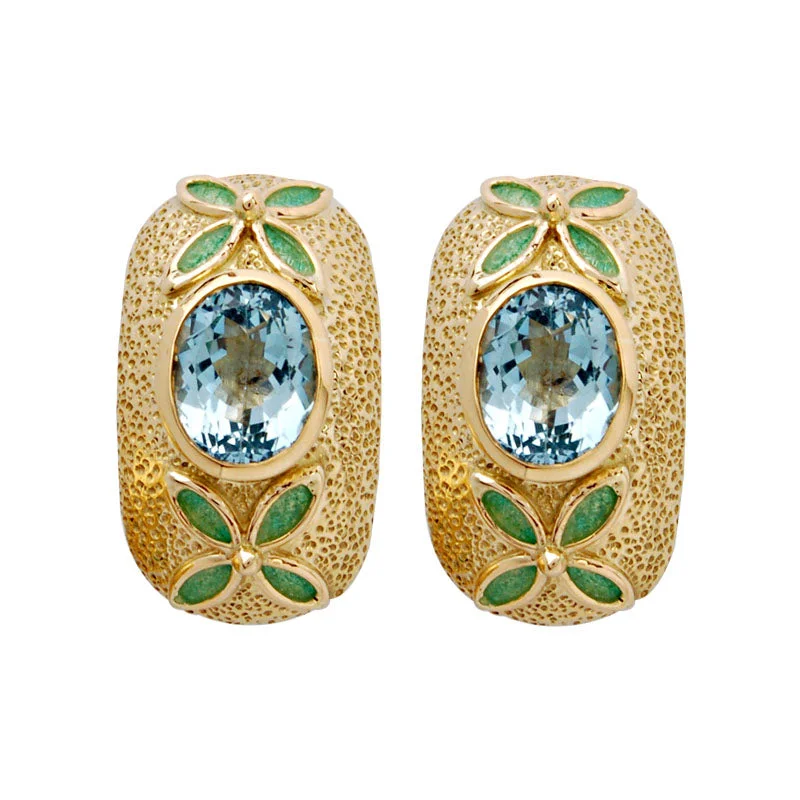 gold earrings for everyday wear -Earrings-Blue Topaz (Enamel)