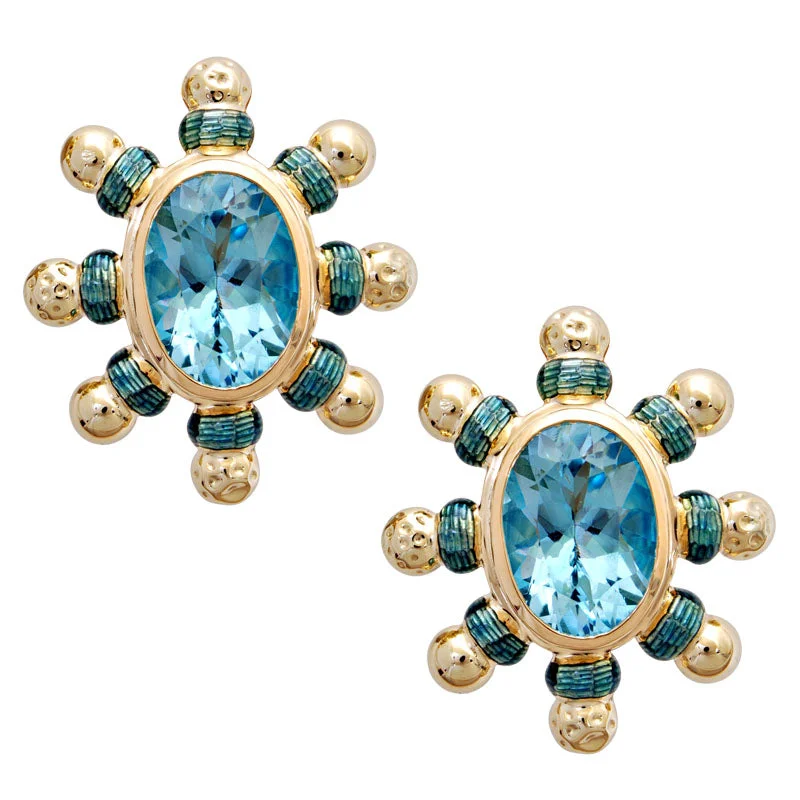 classic hoop earrings for women -Earrings-Blue Topaz (Enamel)