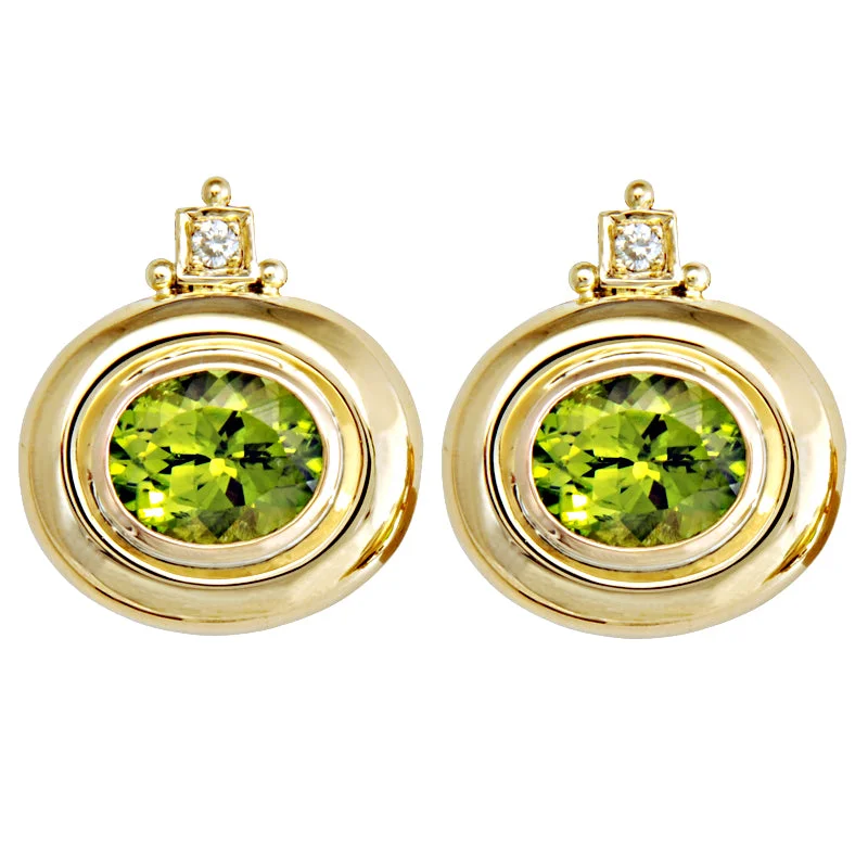 moonstone earrings for women -Earrings-Peridot and Diamond