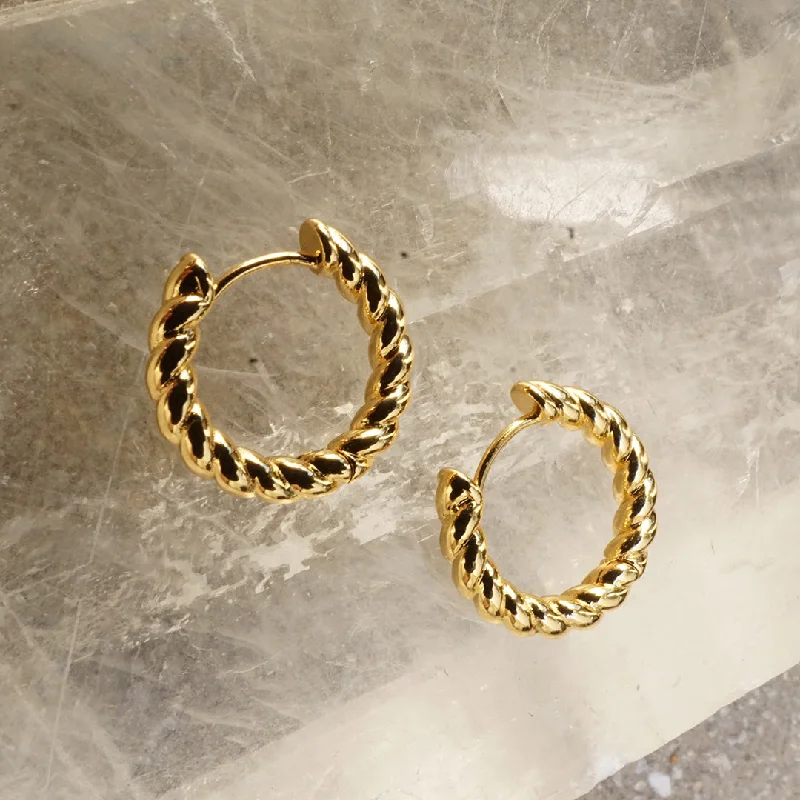 oval earrings for women -Rope Earrings: 14K Gold Hoop Mini