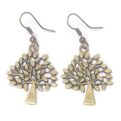 butterfly earrings for kids -Golden Tree Antiqued Gold Tone Dangle Earrings