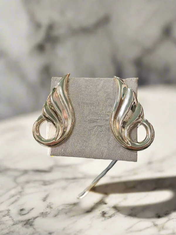 vintage style earrings for weddings -Greek Wave Earrings in Sterling Silver (GT-13)